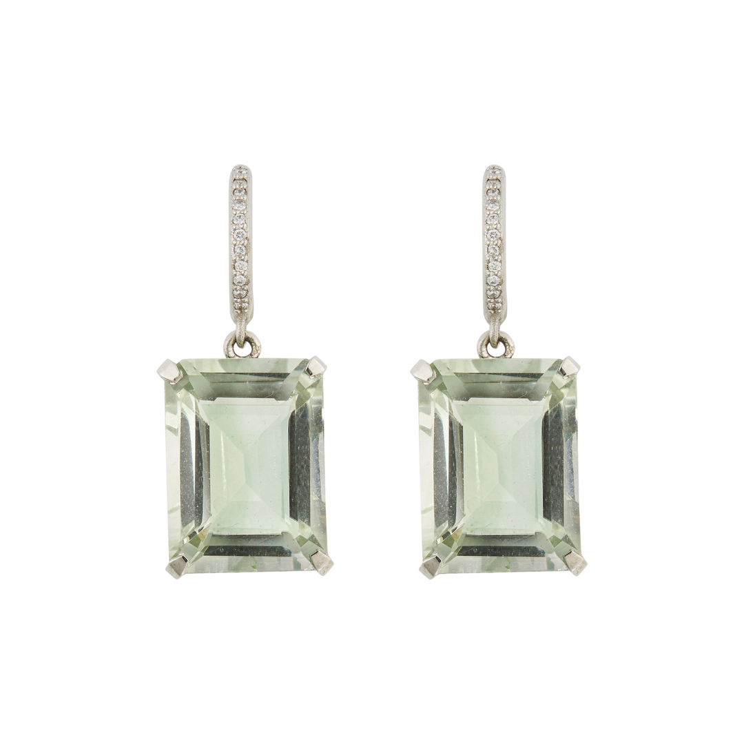 Royal Crown Green Amethyst Hoops - Crown - Ileana Makri