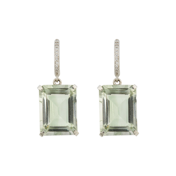 Royal Crown Green Amethyst Hoops - Crown - Ileana Makri