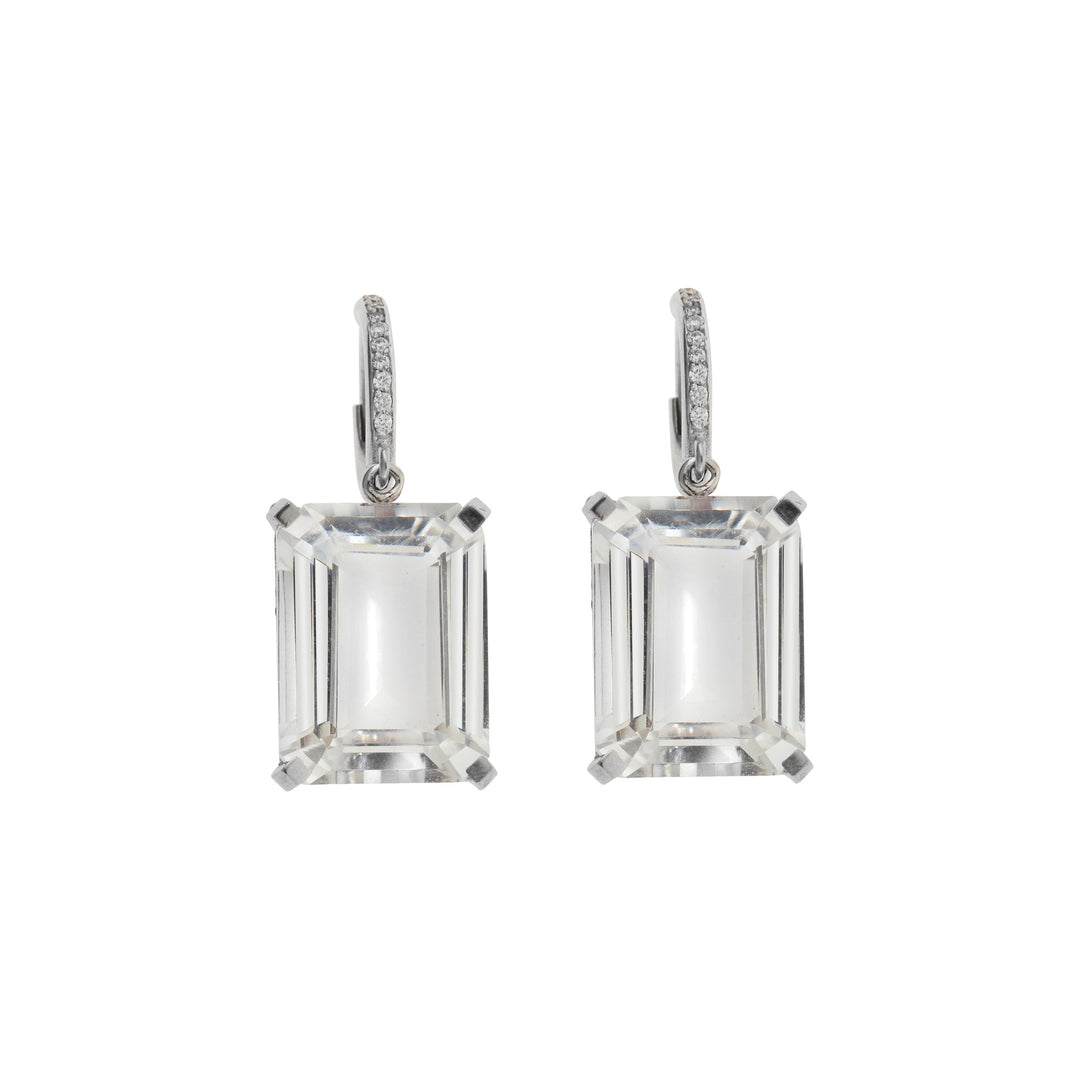 Royal Crown White Topaz Hoops - Crown - Ileana Makri
