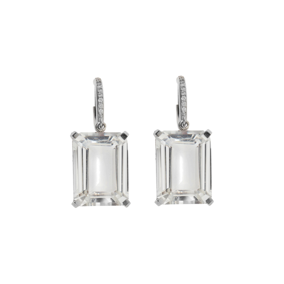 Royal Crown White Topaz Hoops - Crown - Ileana Makri