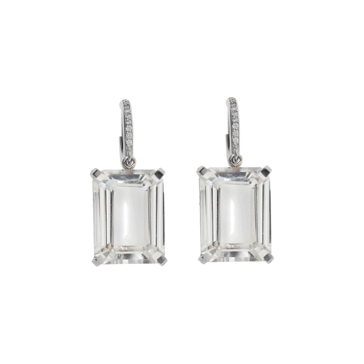 Royal Crown White Topaz Hoops - Crown - Ileana Makri