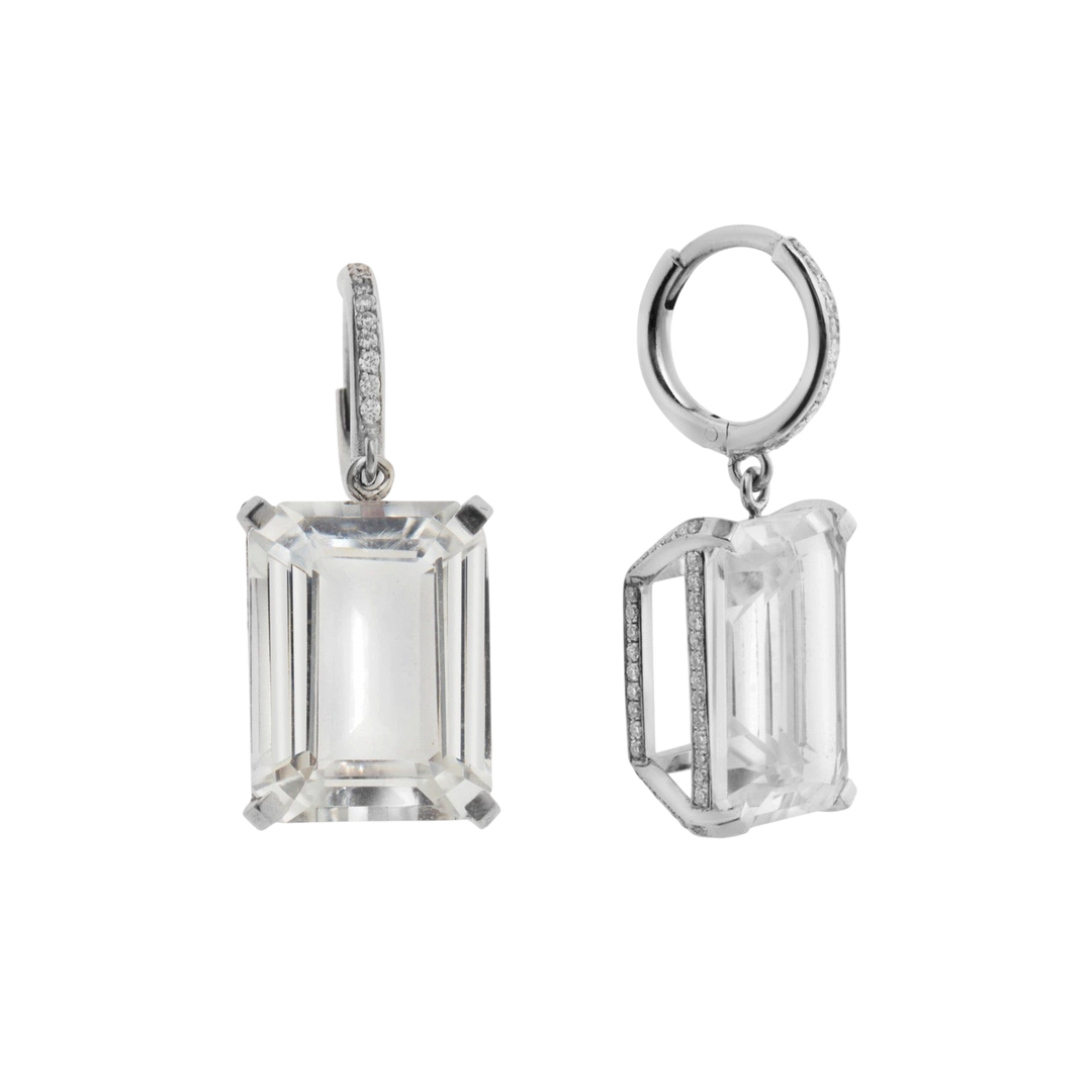 Royal Crown White Topaz Hoops - Crown - Ileana Makri