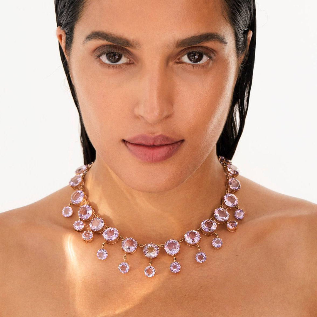 Royal Necklace Pink Amethyst - Crown - Ileana Makri store