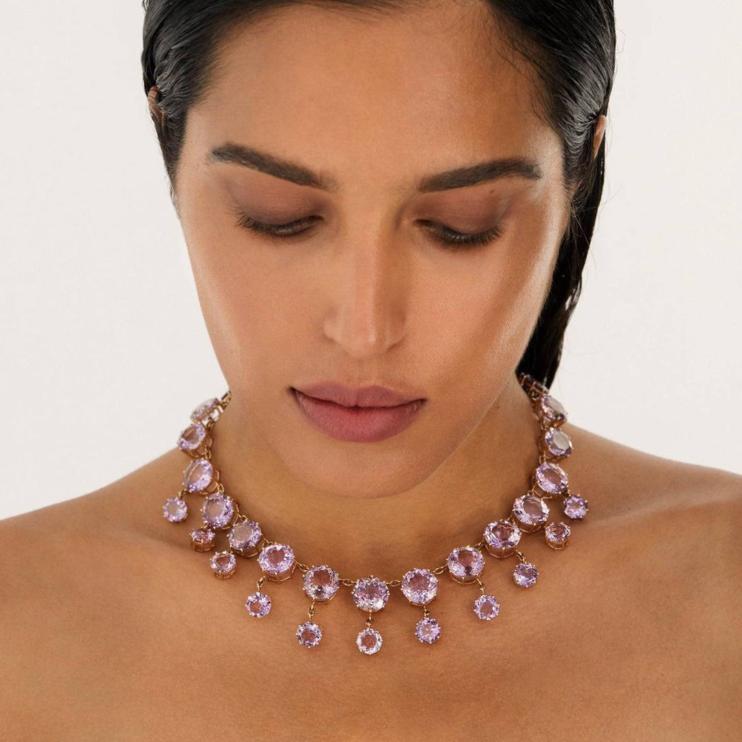 Royal Necklace Pink Amethyst - Crown - Ileana Makri store