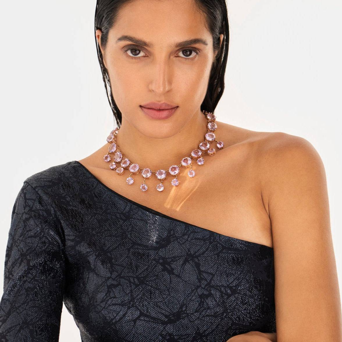 Royal Necklace Pink Amethyst - Crown - Ileana Makri store