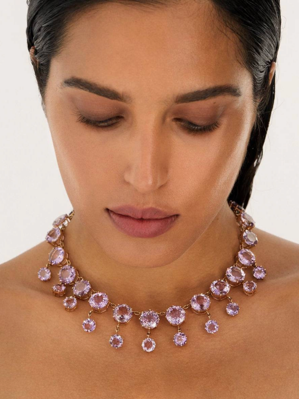 Royal Necklace Pink Amethyst - Crown - Ileana Makri