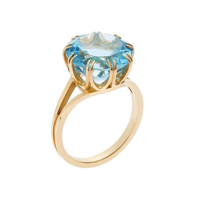 Royal Ring Large Blue Topaz - Crown - Ileana Makri store