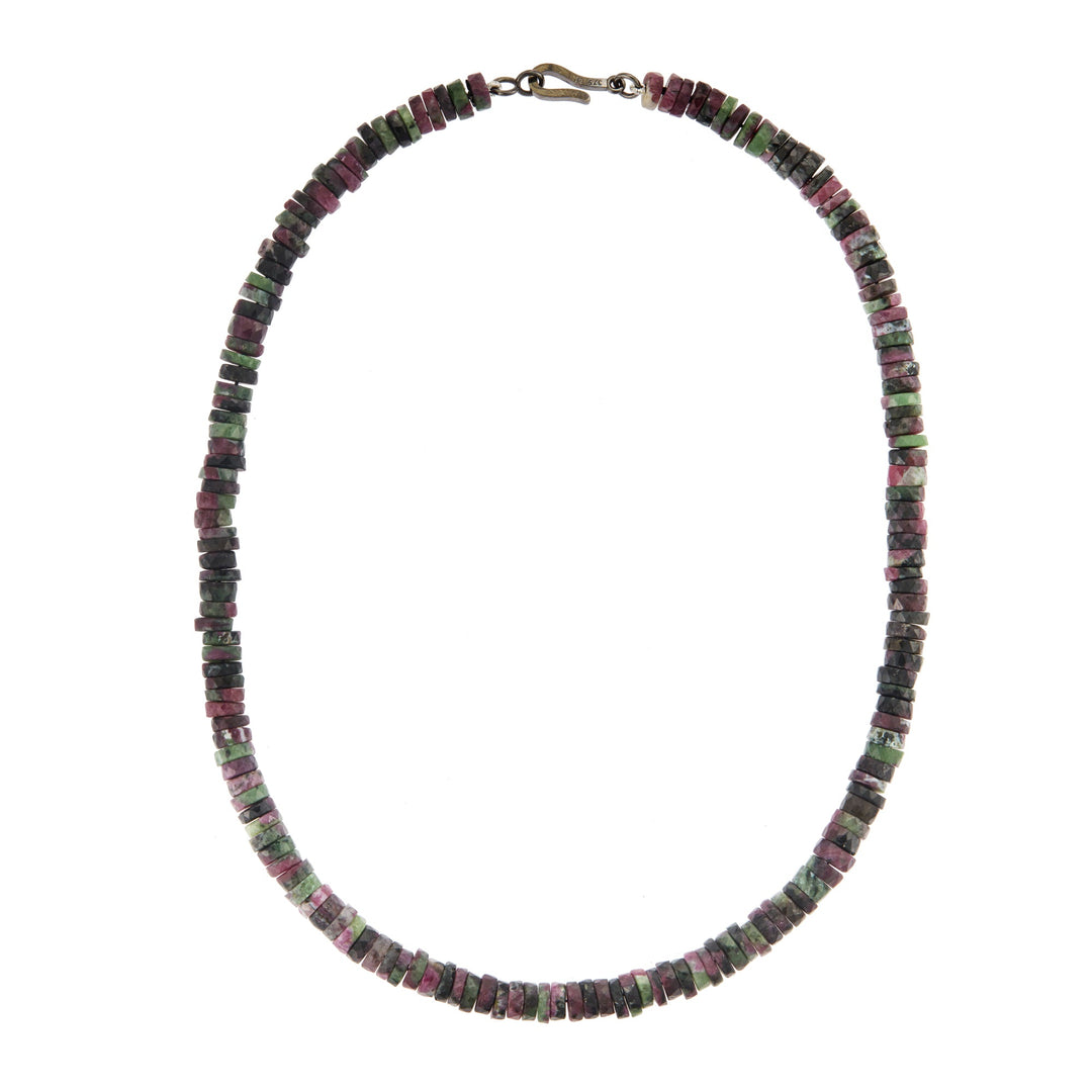 Ruby Zoisite Beaded Necklace (45cm) - Globetrotter - Ileana Makri