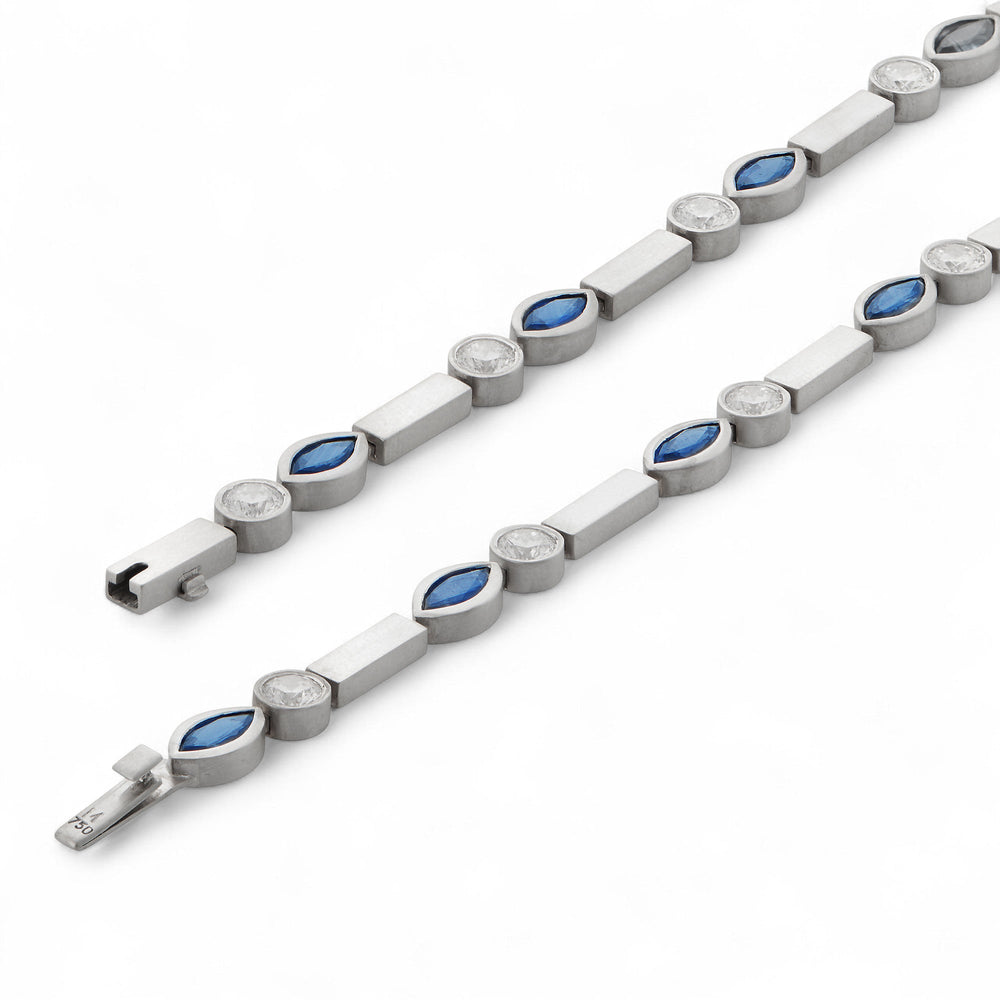 Sapphire Navette Stream Bracelet W - D - Bs - Cascade - Ileana Makri