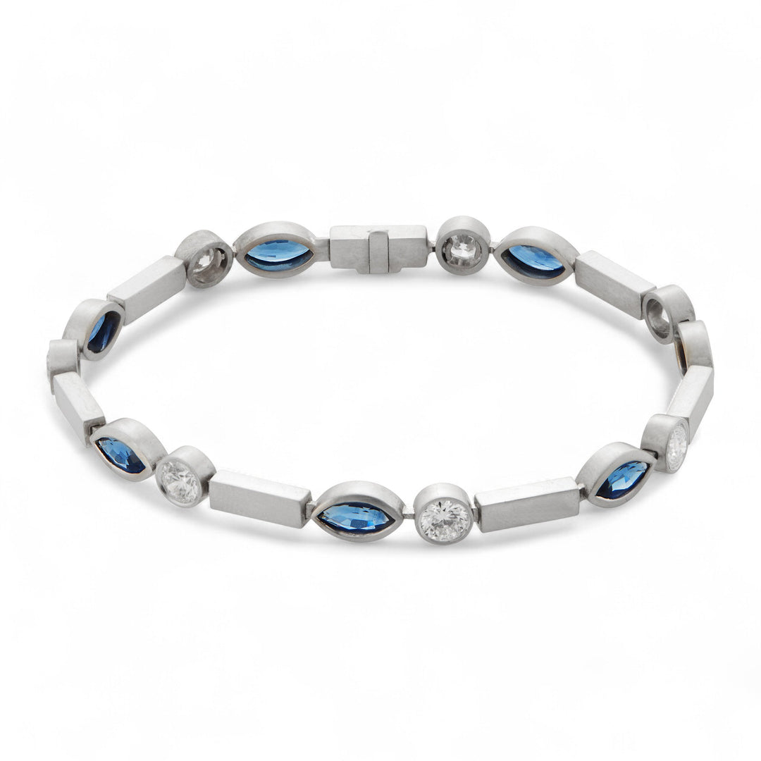 Sapphire Navette Stream Bracelet W - D - Bs - Cascade - Ileana Makri