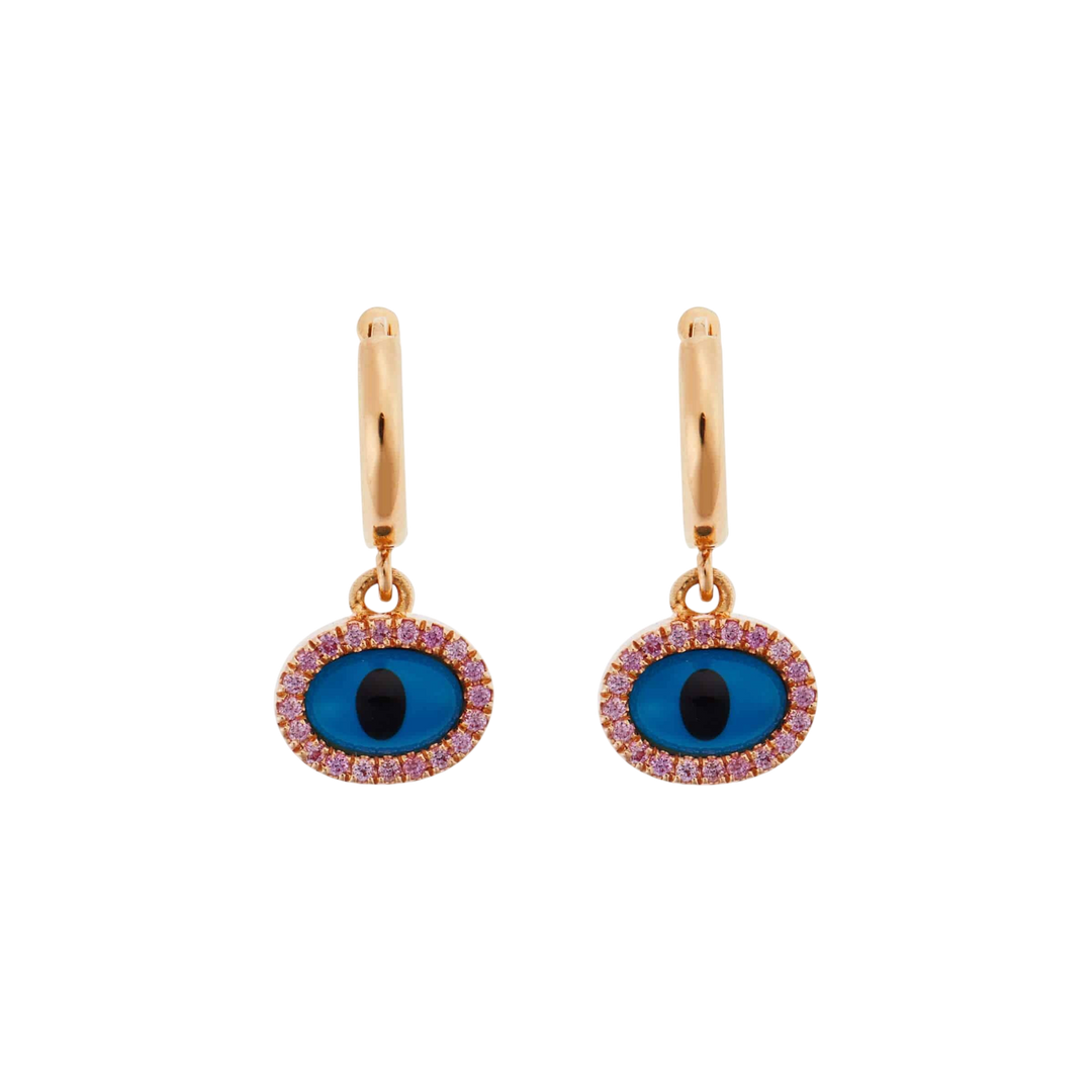 Sapphire Rose Mini Oval Eye Hoops - EVIL EYE - Ileana Makri