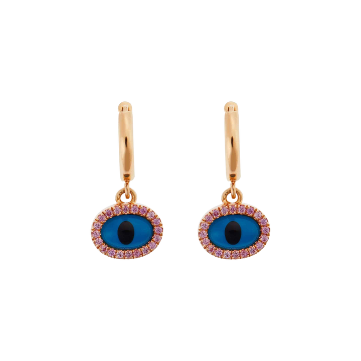 Sapphire Rose Mini Oval Eye Hoops - EVIL EYE - Ileana Makri