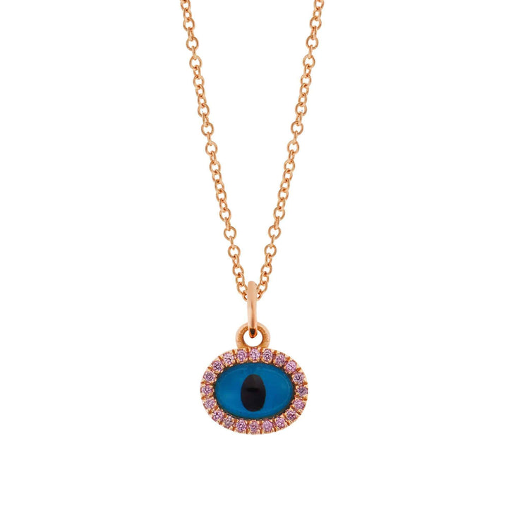 Sapphire Rose Mini Oval Eye Pendant - EVIL EYE - Ileana Makri