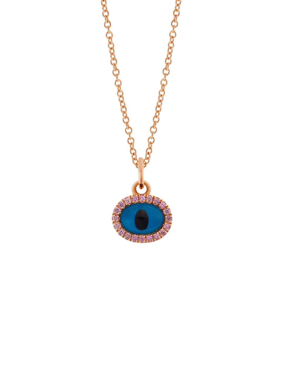Sapphire Rose Mini Oval Eye Pendant - EVIL EYE - Ileana Makri