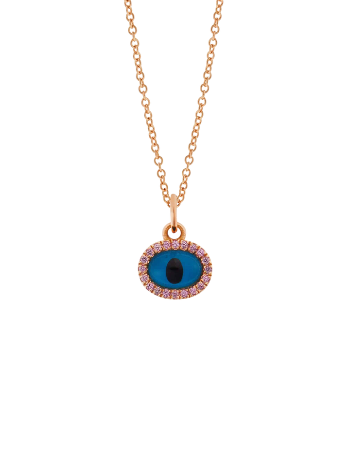 Sapphire Rose Mini Oval Eye Pendant - EVIL EYE - Ileana Makri