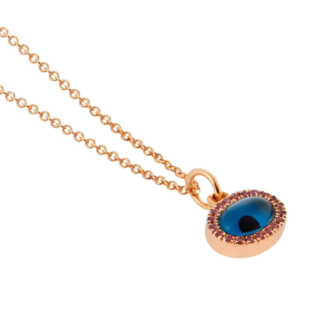 Sapphire Rose Mini Oval Eye Pendant - EVIL EYE - Ileana Makri