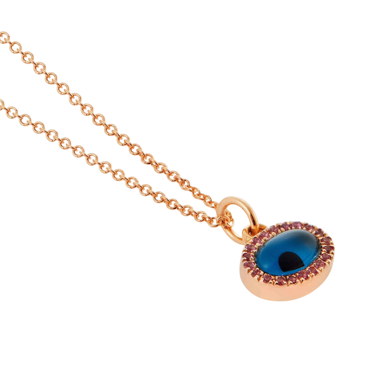 Sapphire Rose Mini Oval Eye Pendant - EVIL EYE - Ileana Makri