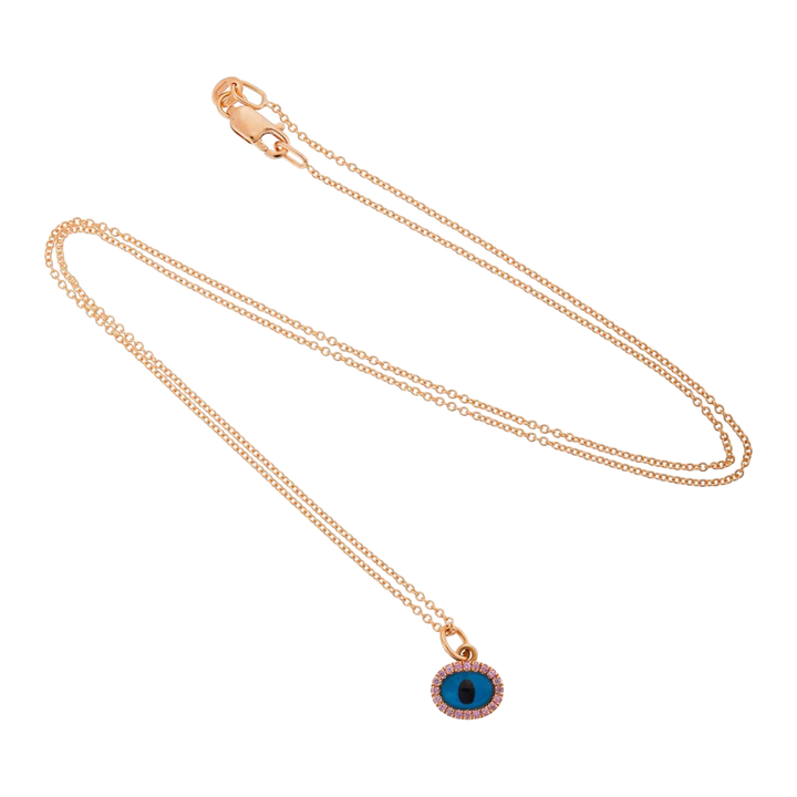 Sapphire Rose Mini Oval Eye Pendant - EVIL EYE - Ileana Makri