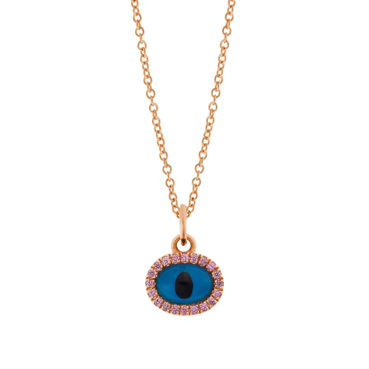 Sapphire Rose Mini Oval Eye Pendant - EVIL EYE - Ileana Makri store
