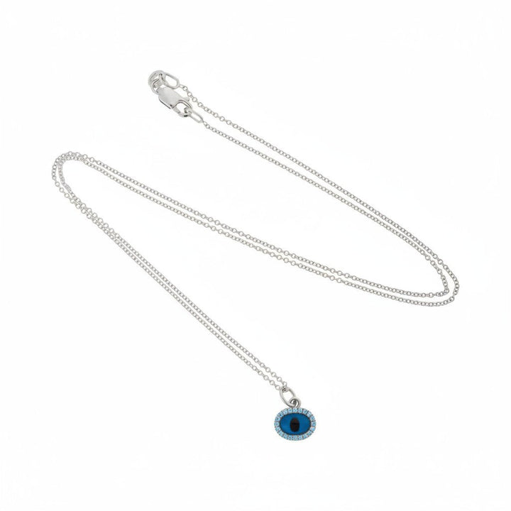 Sapphire White Mini Oval Eye Pendant - EVIL EYE - Ileana Makri
