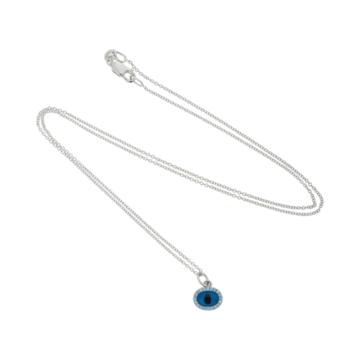Sapphire White Mini Oval Eye Pendant - EVIL EYE - Ileana Makri