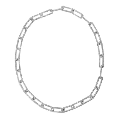 Seamless Oblong Pave Diamond Link Necklace - Chains - Ileana Makri store
