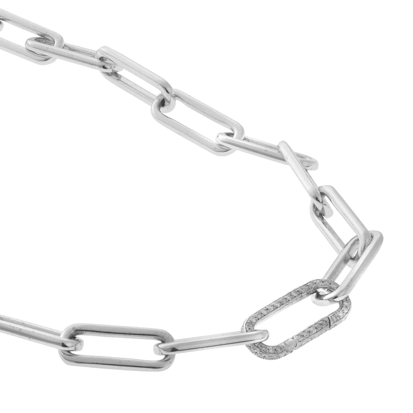 Seamless Oblong Single Diamond Link Necklace - Chains - Ileana Makri store