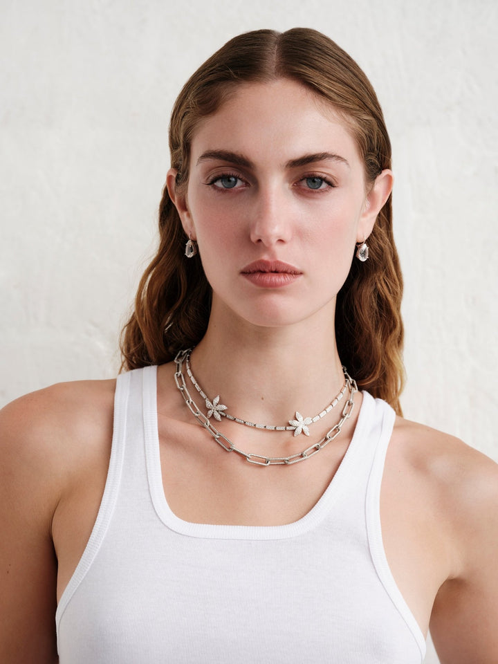 Seamless Pave Diamond Oblong Link Necklace - Chains - Ileana Makri