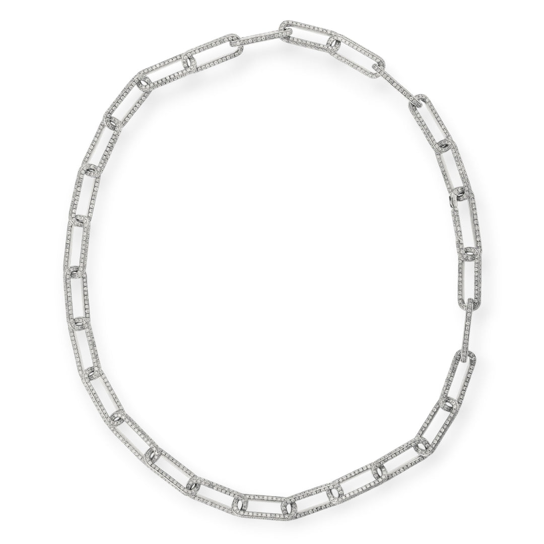 Seamless Pave Diamond Oblong Link Necklace - Chains - Ileana Makri