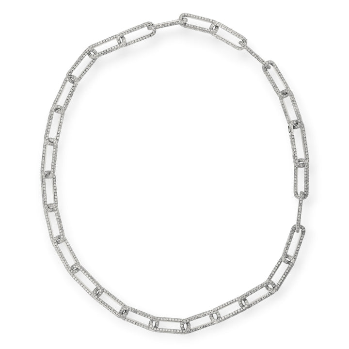 Seamless Pave Diamond Oblong Link Necklace - Chains - Ileana Makri