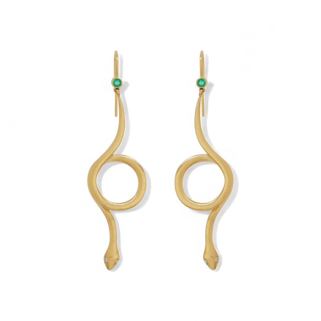 Serpent Loop Gold Earrings Y - Em - D - SNAKES - Ileana Makri