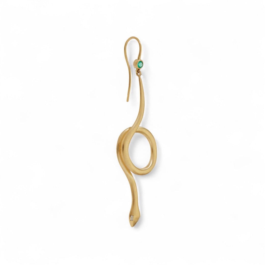 Serpent Loop Gold Earrings Y - Em - D - SNAKES - Ileana Makri