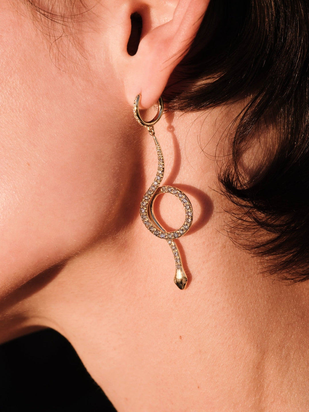 Serpent Loop Pavé Earrings Y - CHD - D - SNAKES - Ileana Makri