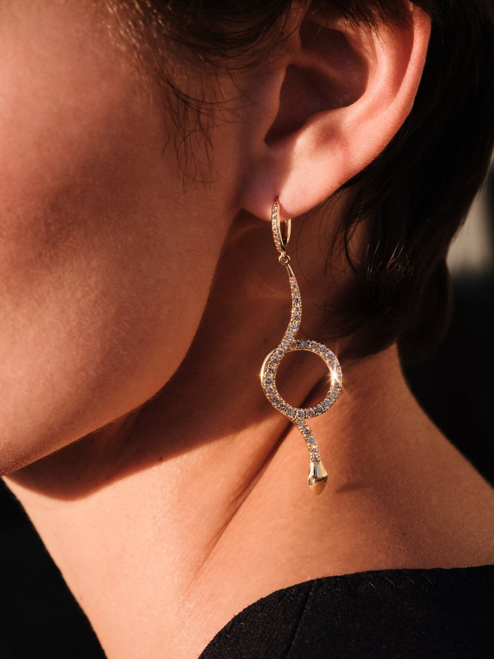 Serpent Loop Pavé Earrings Y - CHD - D - SNAKES - Ileana Makri