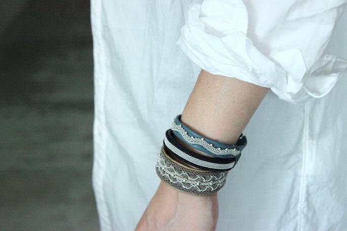 Silver Leather & Pewter Bracelet