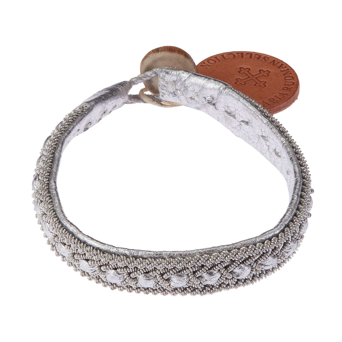 Silver Leather & Pewter Bracelet - Maria Rudman - Ileana Makri store