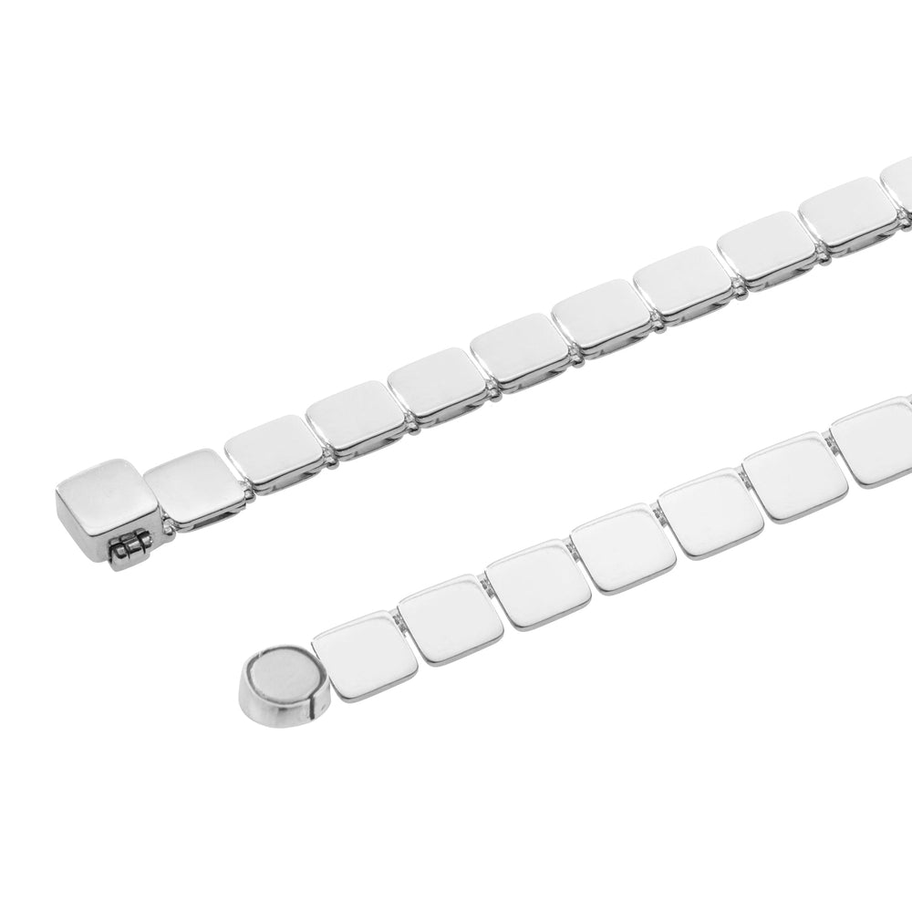 Silver Tile Bracelet Brushed 6mm - Mens - Ileana Makri