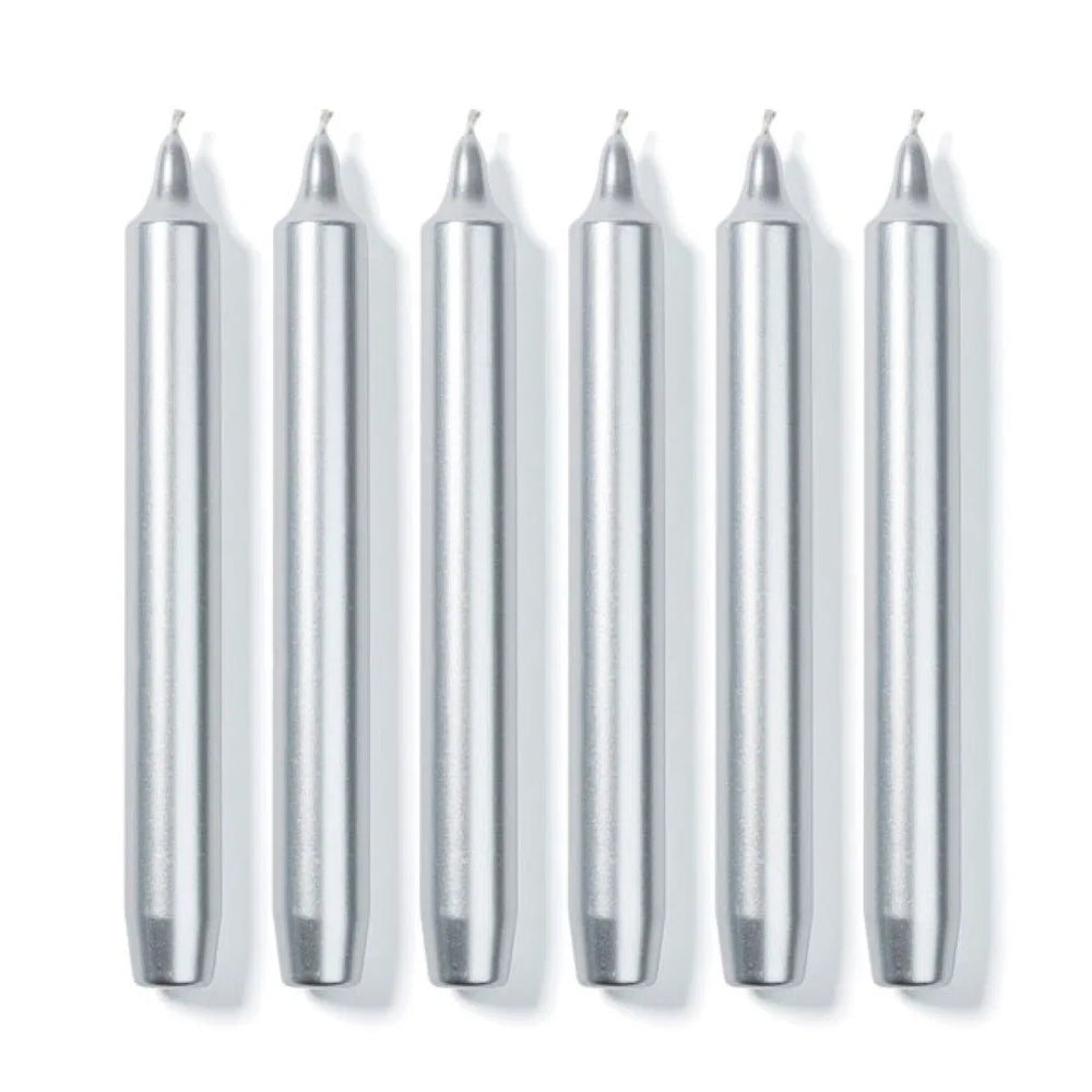 Silver Madeleine Tapered Candles (Box of 6), Candles, Ileana Makri