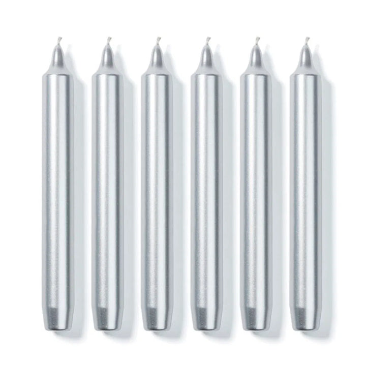 Silver Madeleine Tapered Candles (Box of 6)