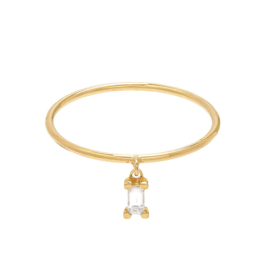 Single Baguette Dangling Ring - M - Baguette - Ileana Makri