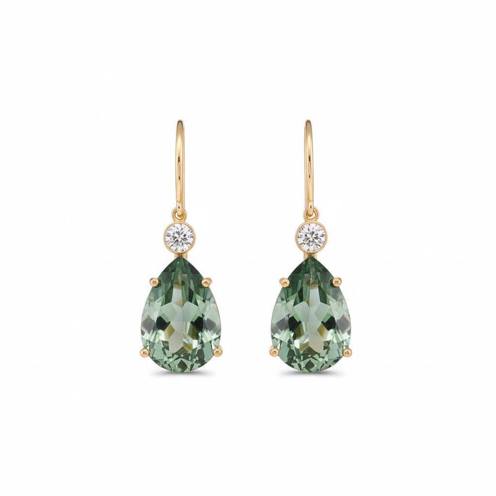 Single Diamond Crown Drops Green Amethyst - Crown - Ileana Makri