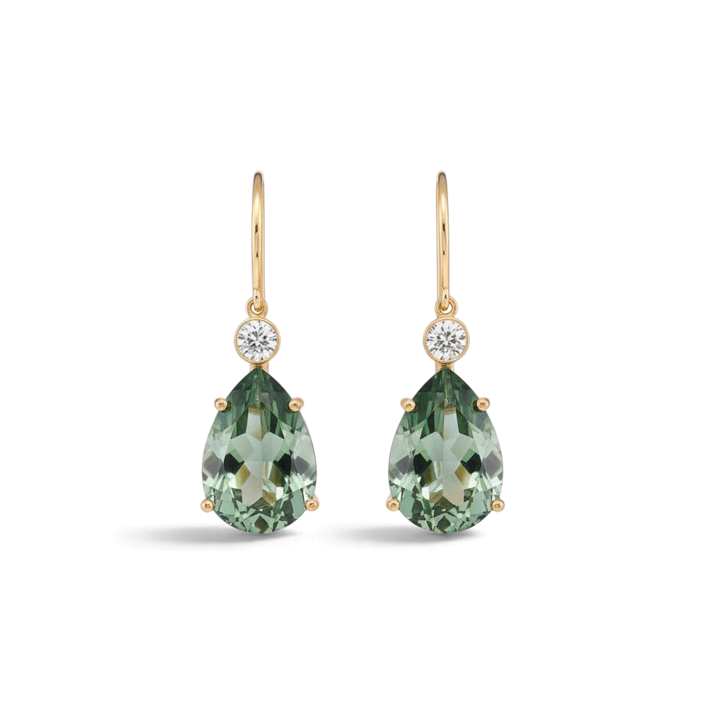 Single Diamond Crown Drops Green Amethyst - Crown - Ileana Makri