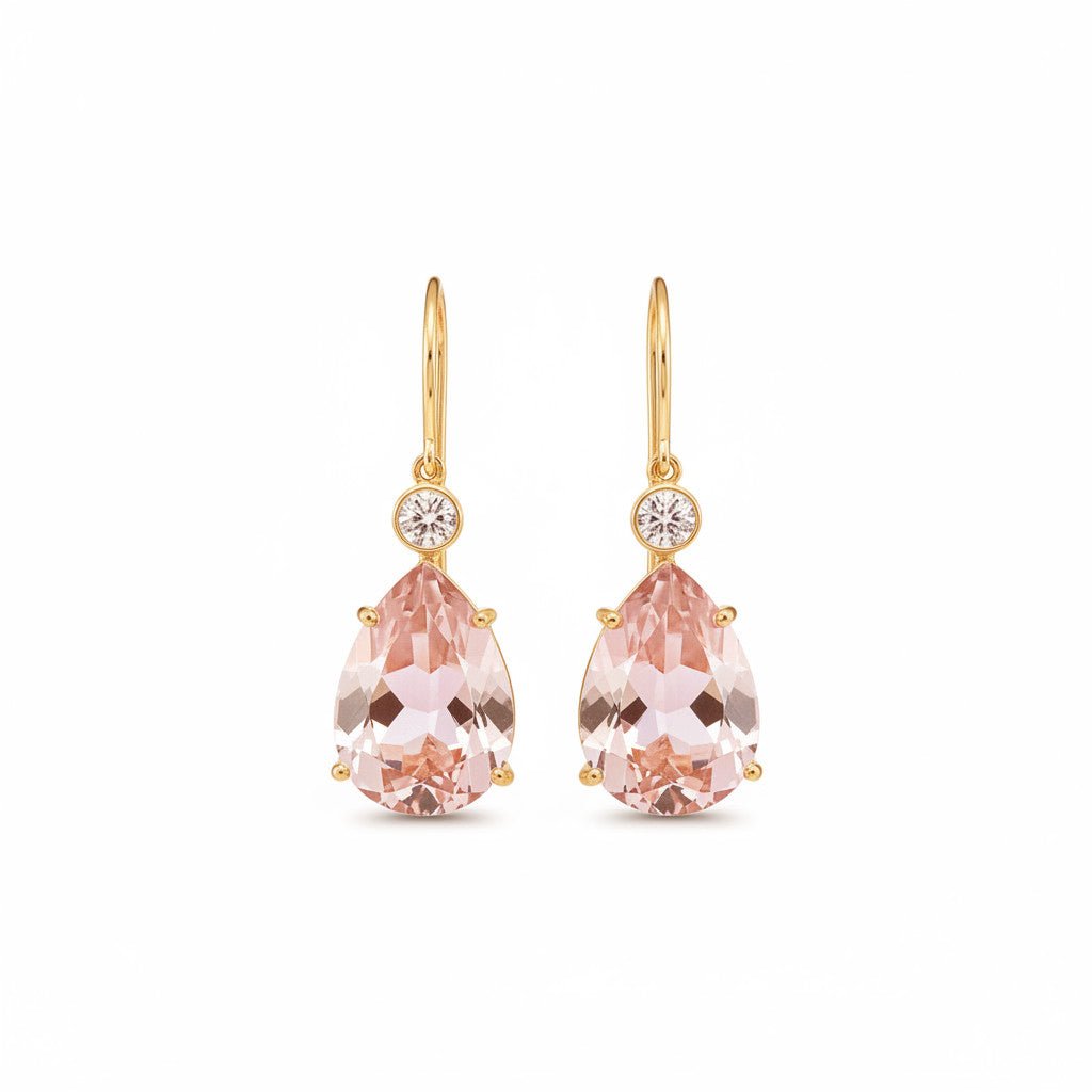 Single Diamond Crown Drops Morganite - Crown - Ileana Makri