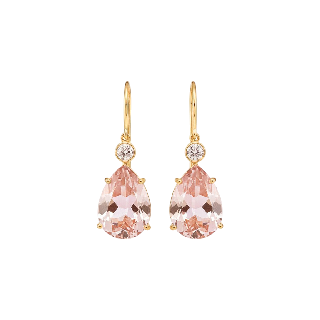 Single Diamond Crown Drops Morganite - Crown - Ileana Makri