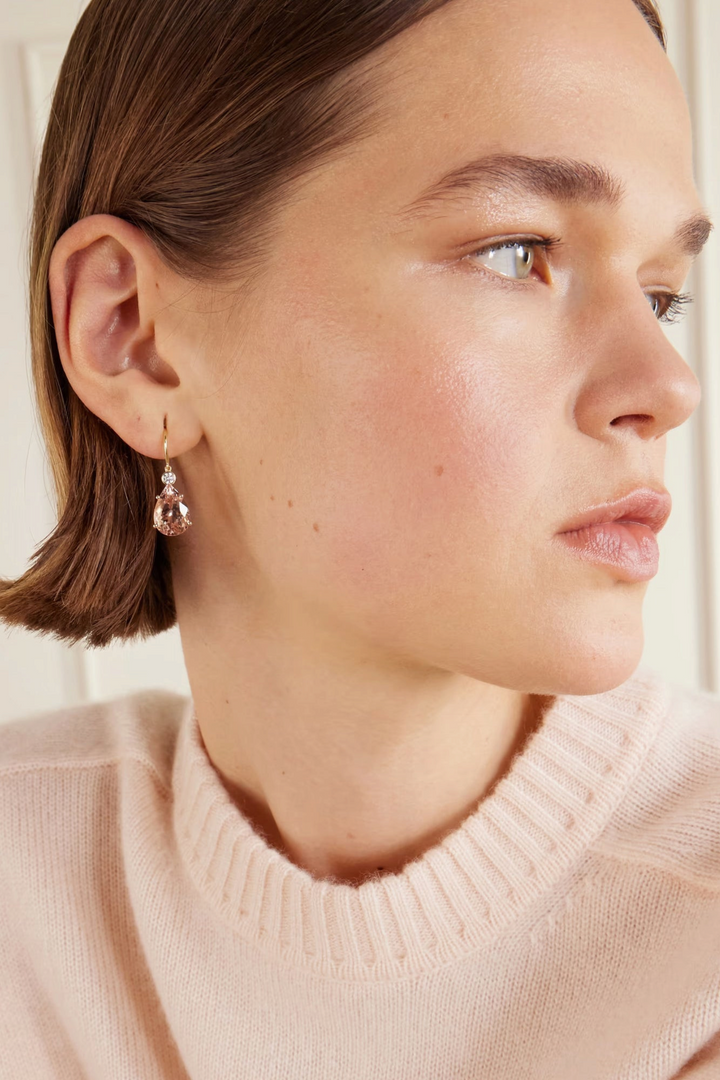 Single Diamond Crown Drops Morganite - Crown - Ileana Makri