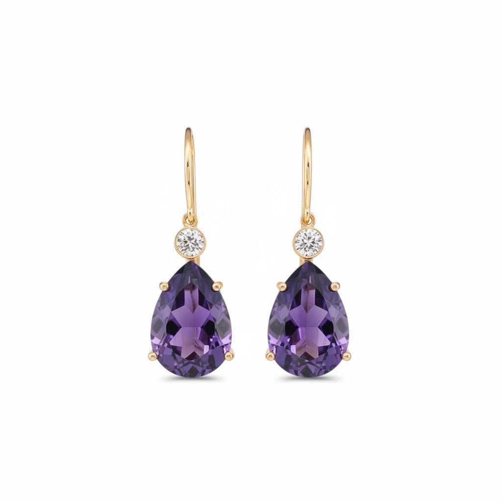 Single Diamond Crown Drops Purple Amethyst - Crown - Ileana Makri