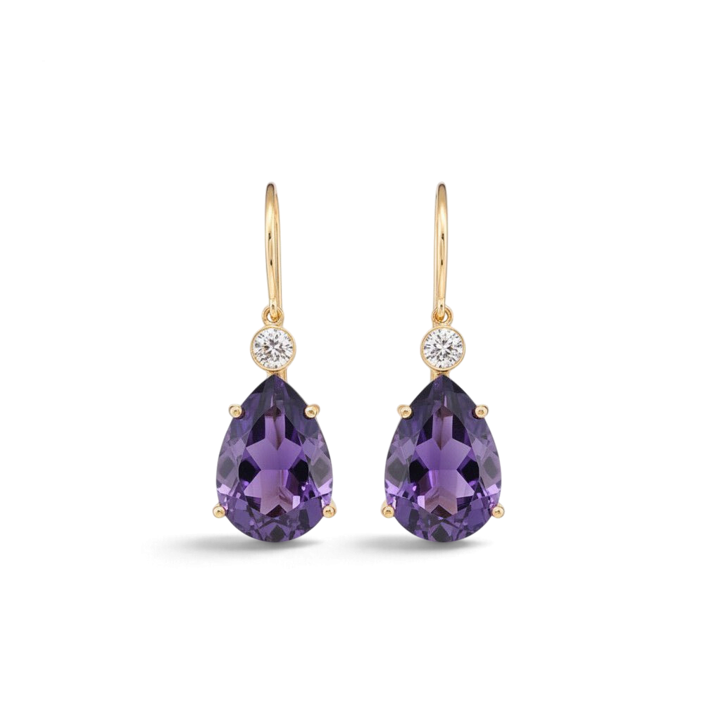 Single Diamond Crown Drops Purple Amethyst - Crown - Ileana Makri