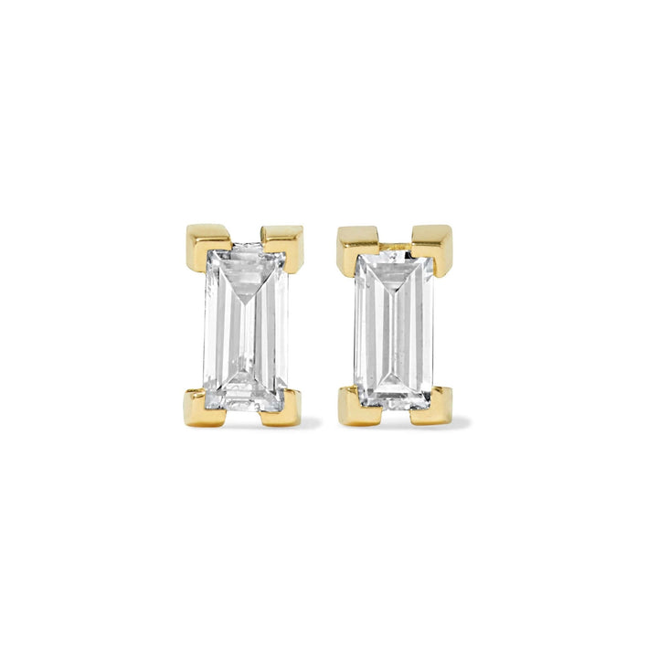 Single Diamond Studs - Baguette - Ileana Makri