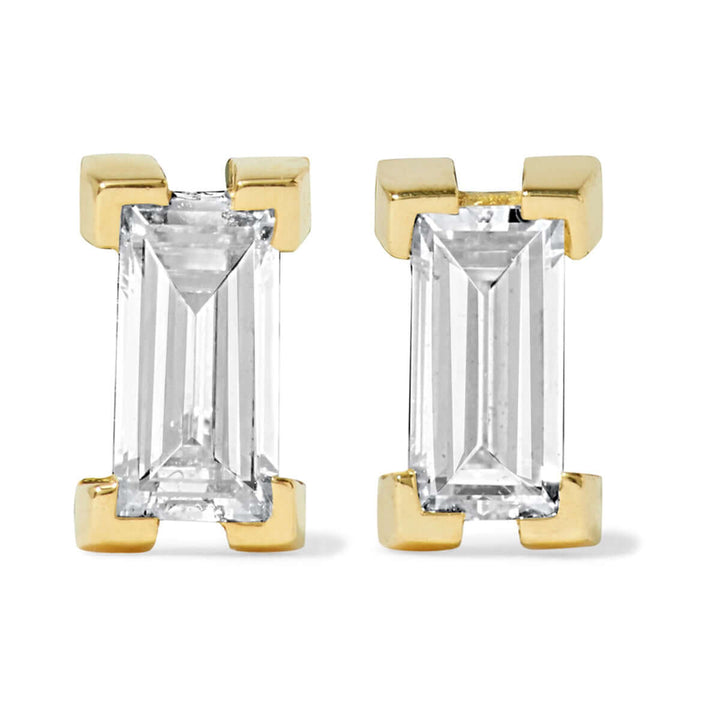 Single Diamond Studs - Baguette - Ileana Makri