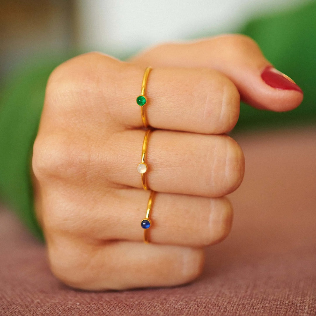 Single Green Agate Ring - Eye M UFO - Ileana Makri store